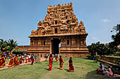 The great Chola temples of Tamil Nadu - The Brihadishwara Temple of Thanjavur. The first (outer) entrance gopura. 